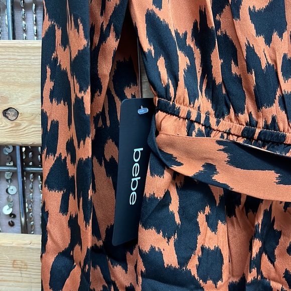 NWT,bebe Faux Wrap Tiered Skirt Dress,oramilt color - Picture 12 of 17